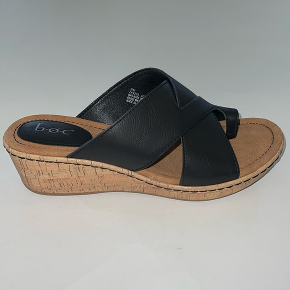b.o.c. sandals wedge toe-loop black size 9 NWT - Picture 4 of 15